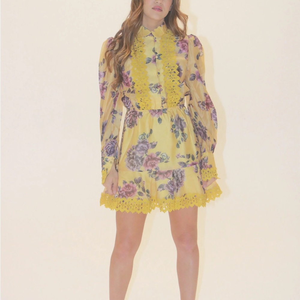 Beulah Yellow Floral Long Sleeve Dress